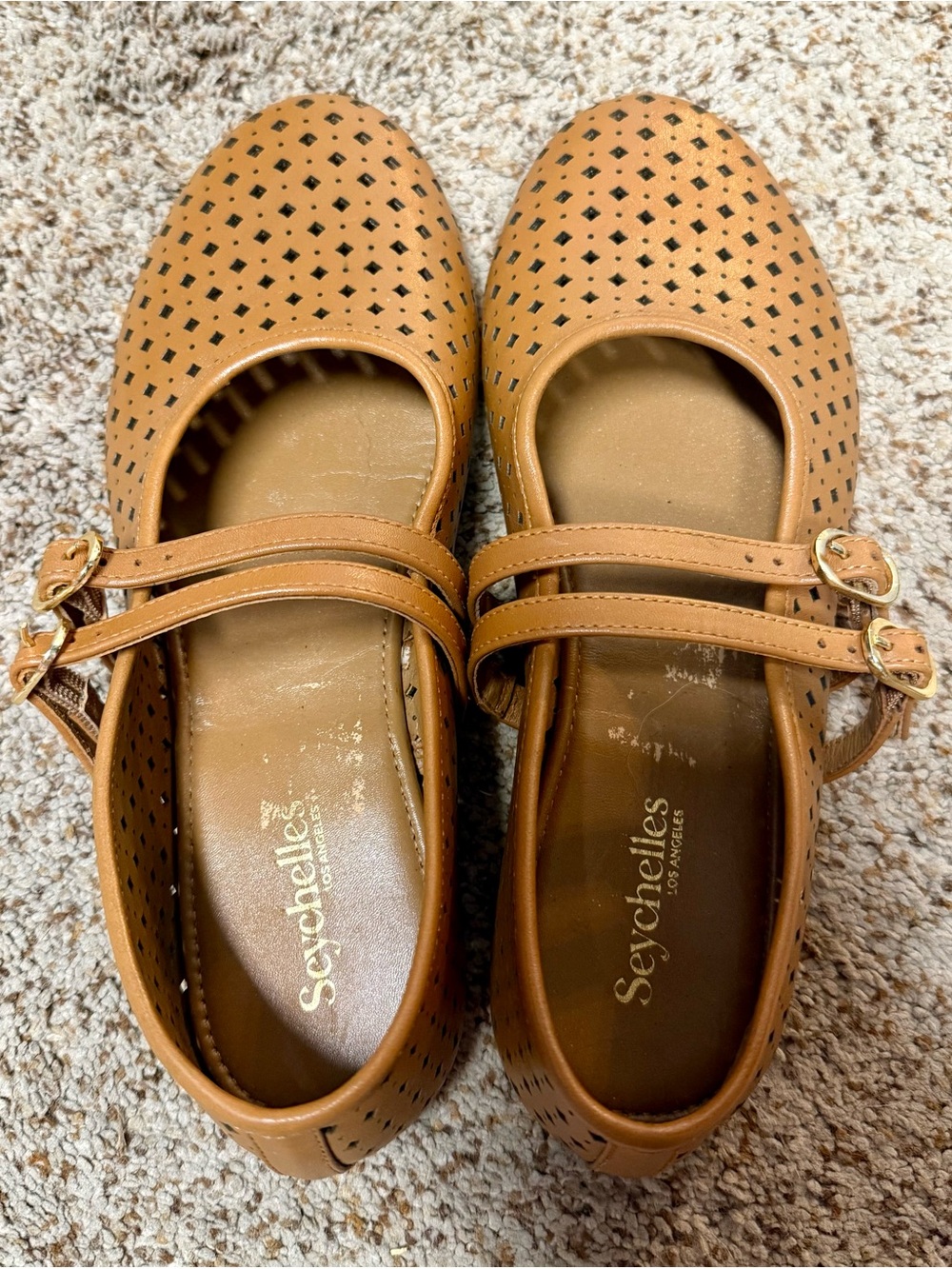 Seychelles Women's Tan Perforated Mary Jane Flats